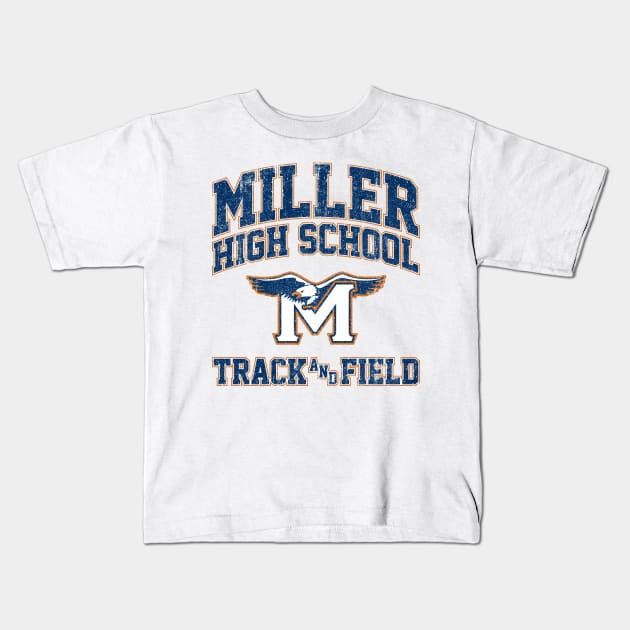 Miller High School Track & Field - Crush (Variant) Kids T-Shirt by huckblade